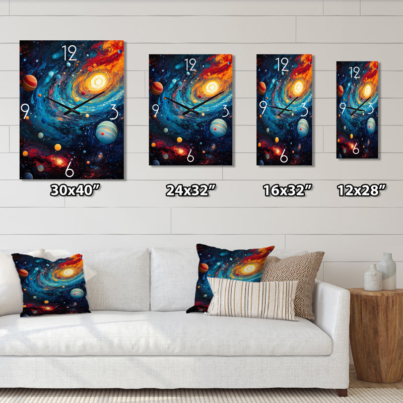 Horloge murale Vibrant Space Galaxy I - Animaux Flamant, Grand