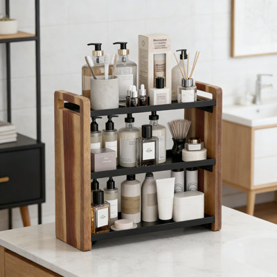 3-Tier Wood Organizer Shelf For Bathroom Counter, Kitchen Cabinet, And Under Sink Storage, Multi-Purpose Storage Solution For Toiletries, Spices, And Essentials