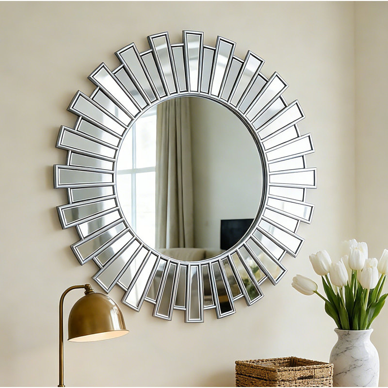 Miroir mural rond 23,6 po Freelon, Argent argent