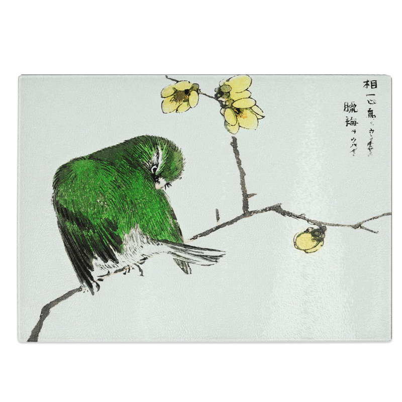 Glass Green Fairy Pitta Bird by Numata Kashu Chopping Board, 39 cm W x 28.5 cm L