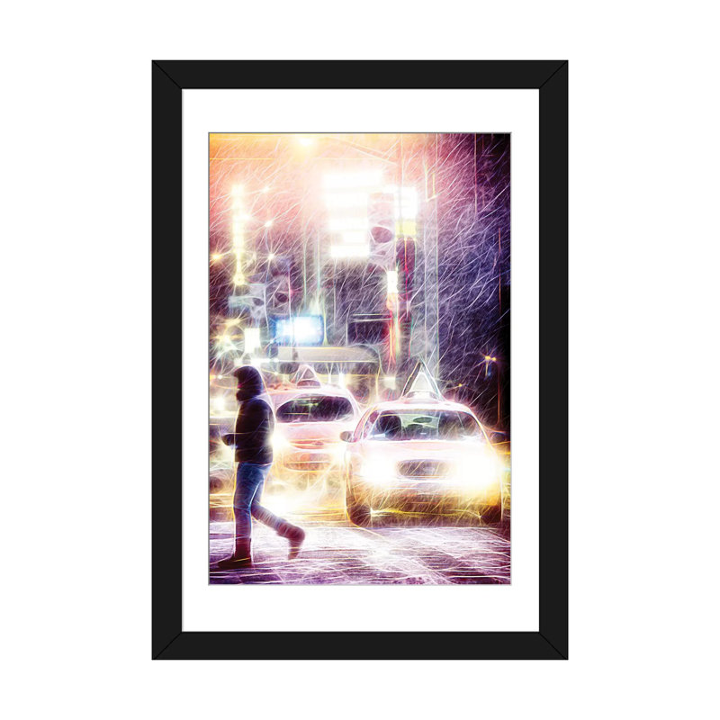 «Snow Storm», impression sur toile, H 32 po x l 24 po x P 1 po, Papier d'art encadré noir, Blanc
