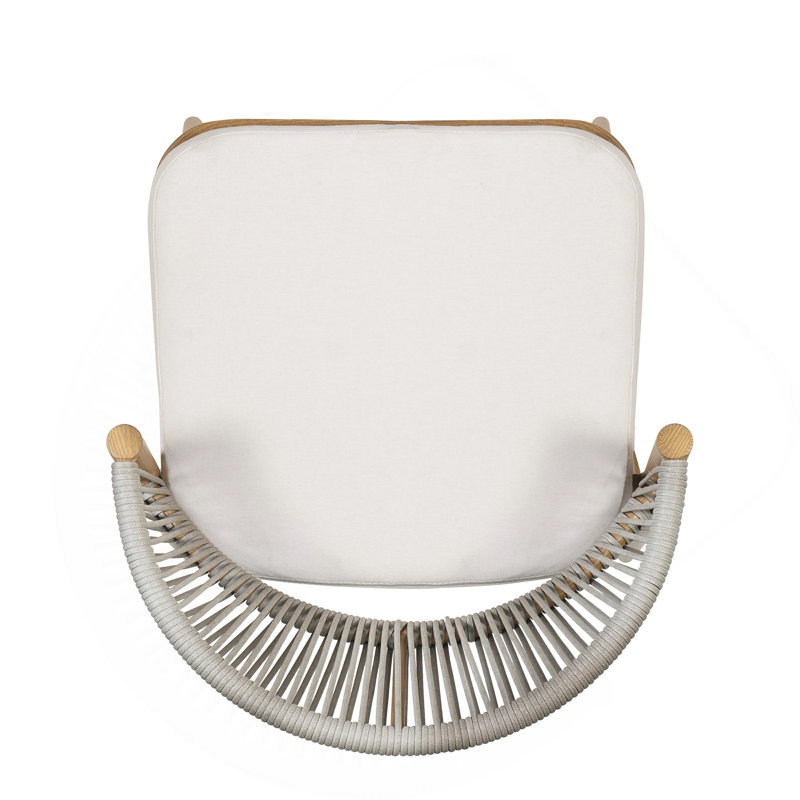 Tabouret de patio Eisen, Coussin beige / structure en aluminium érable, Tabouret de comptoir (siège d'une hauteur de 26 p, 4