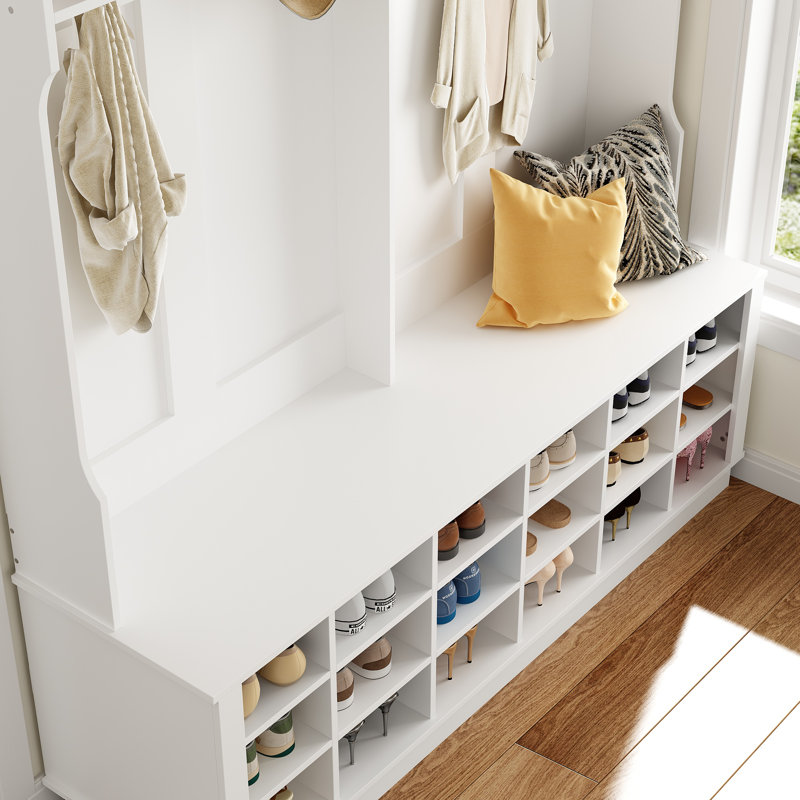 63'' W X 67'' H Hall Tree With Shoe Storage And Hooks