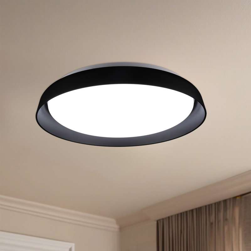 Hampton 1 - Light LED Flush Mount, Black, 3" H x 16.875" W x 16.875" D