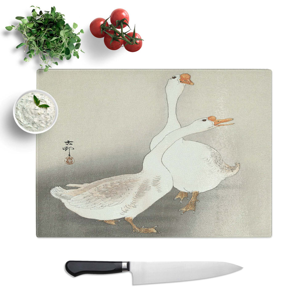 Tempered Glass Two Geese by Ohara Koson Chopping Board