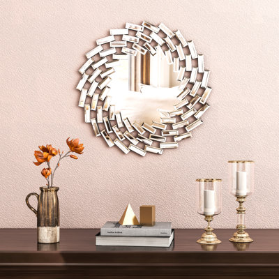 Freelon Sunburst Flat Round Wall Mirror