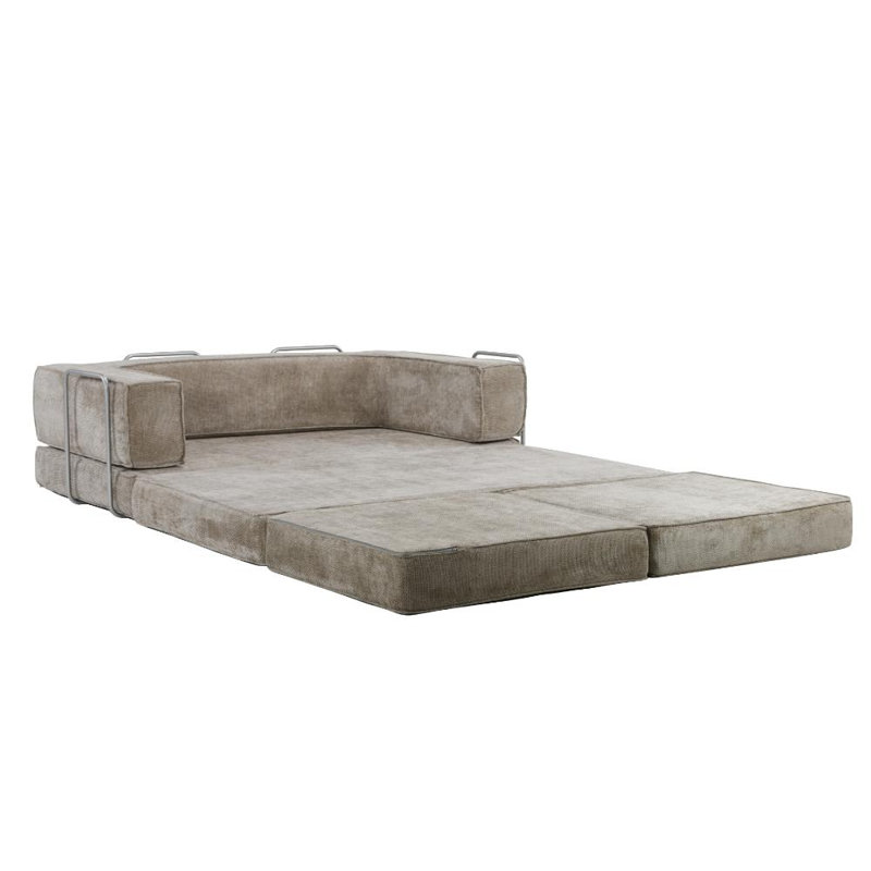 Velvet Compressed Daybed lounge Sofa with Ottoman