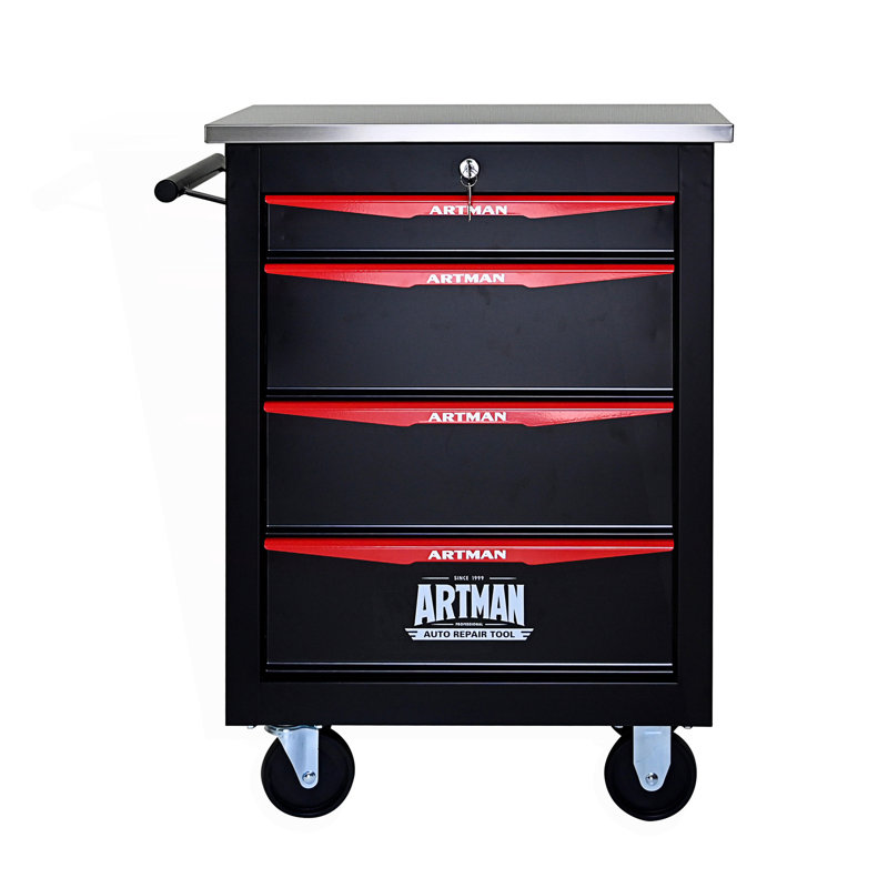 Chariot à outils multifonctionnel à 4 tiroirs avec roues, chariot à outils roulant et armoire d'appoint