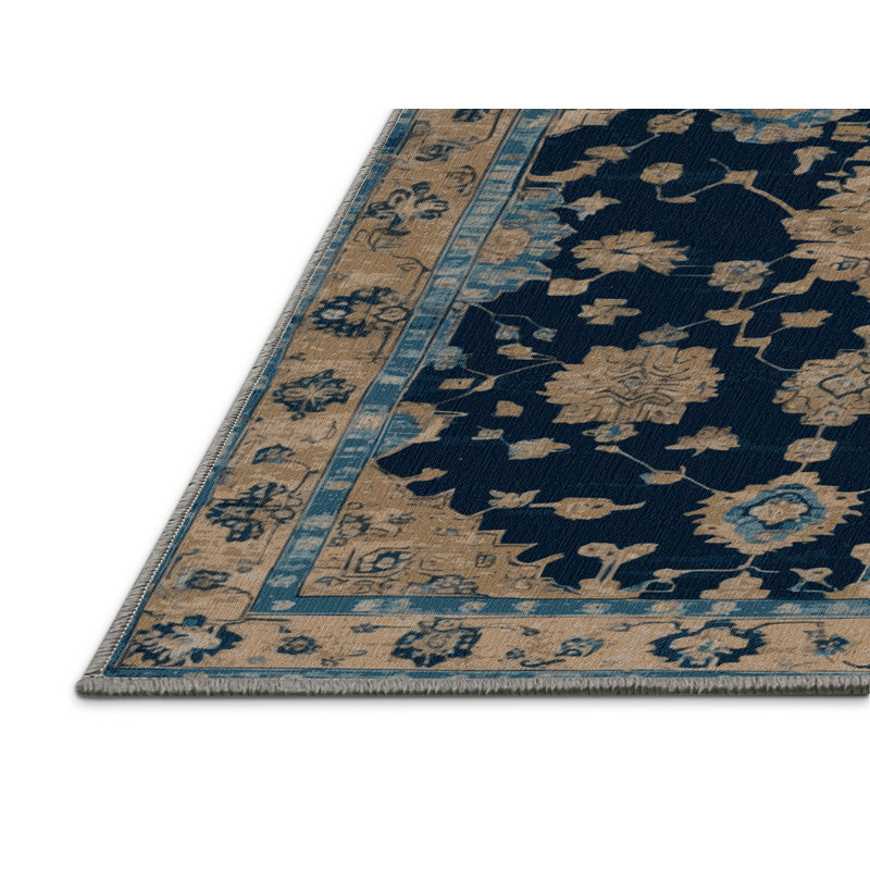 Tapis gris lavable à la machine, Rond 5 pi