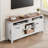 Farmhouse Style Conference Table - Office Meeting Desk with Adjustable Storage Shelves and Cabinet Doors - Freestanding, Robust Wood Construction - For Professional Workspaces, Brown-1676563635-1670531418