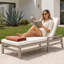 Ensemble de chaises longues d'extérieur réglables à 5 positions - Structure en bois naturel avec coussins pour sièges de patio-849398335-850309767