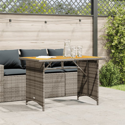 Dakota Fields Patio Table With Wooden Top 43.3"X26.8"X27.6" Poly Rattan