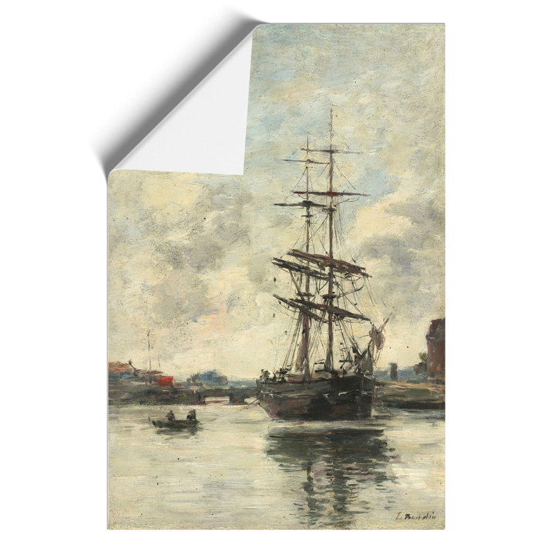 Ship On The Touques by Eugene Boudin - No Frame Painting, 42cm H x 30cm W x 0.1cm D