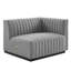 Conjure Channel Tufted Upholstered Fabric Loveseat In Black Light Grey-104318212