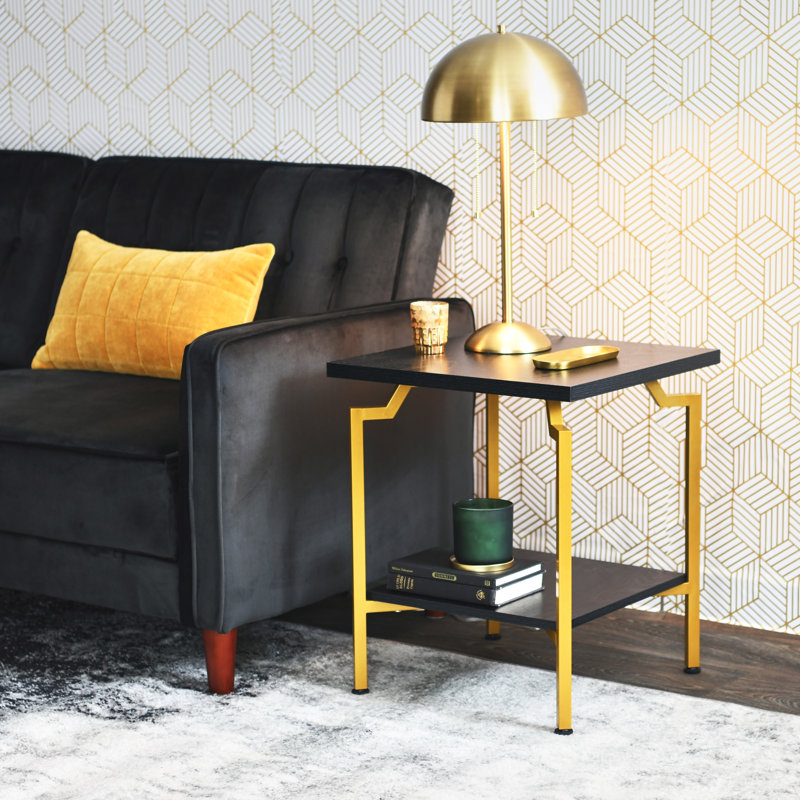 Phillistine End Table, White Top/Gold Base