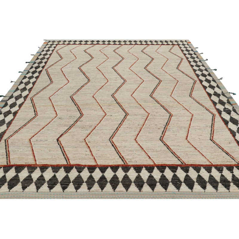 Moroccan Wool Area Rug, Rectangle 10' x 14'
