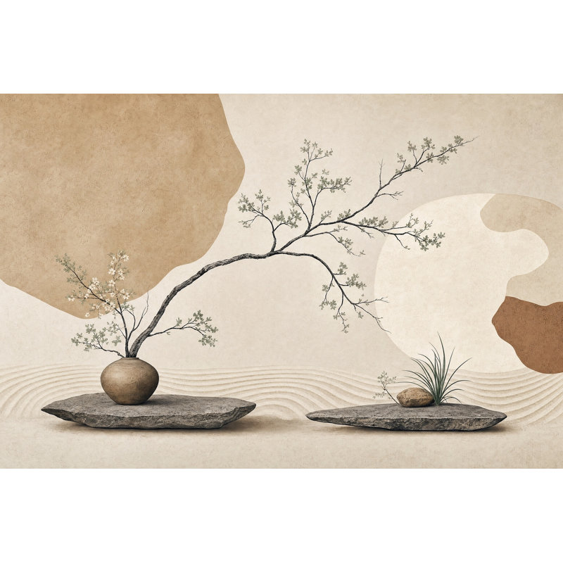 Décoration murale d'inspiration japonaise amovible Zen, 100 po x 96 po, Peler et coller