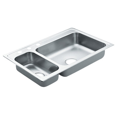 2000 Series 33" L x 22" W Double Bowl Kitchen Sink