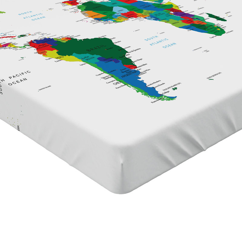 Ensemble de 2 draps-housse Ambesonne World Map, Drap-housse très grand californien
