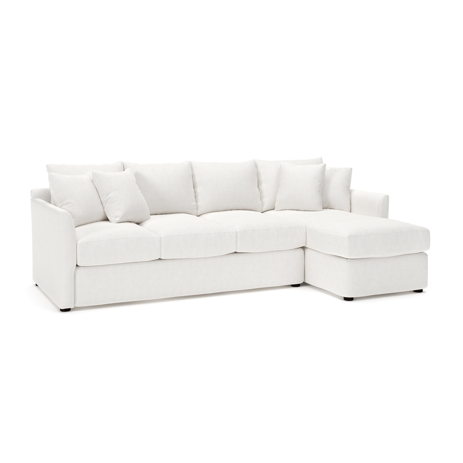 Cecelia Upholstered Chaise Sectional, Right Hand Facing, Nomad Snow Crypton® Chenille