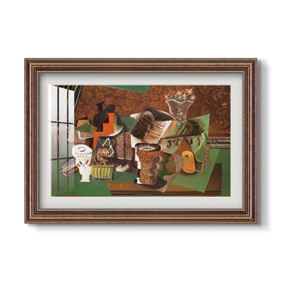 Playing Cards, Glasses, Bottle of Rum: Vive la France, 1914-1915-Pablo Picasso-Custom Framed Print