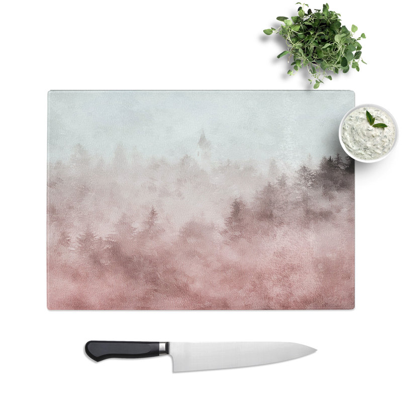 Tempered Glass Church in an Italian Forest Chopping Board, 20 cm x 28.5 cm