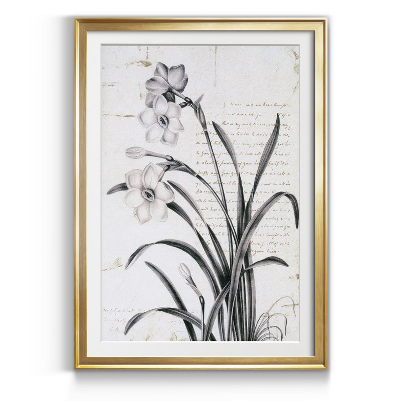 Argyle et fleurs, détail II - encadré, reproduction d'art sur papier, H 22,5 po x l 30,5 po x P 1,5 po, Doré