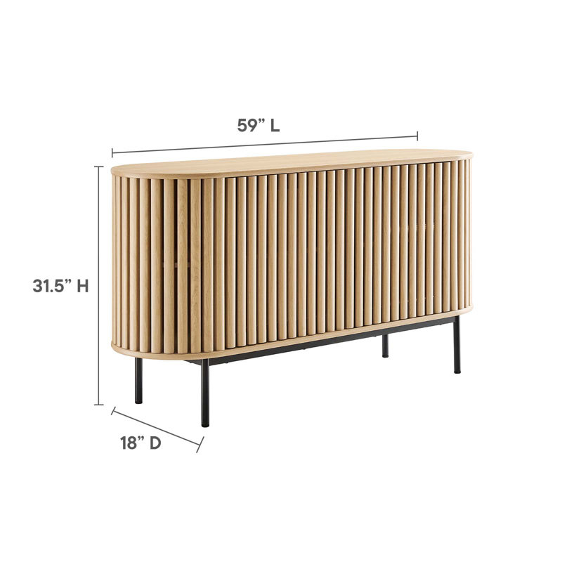 Fortitude 59'' Oak Oval Sideboard with Metal Legs