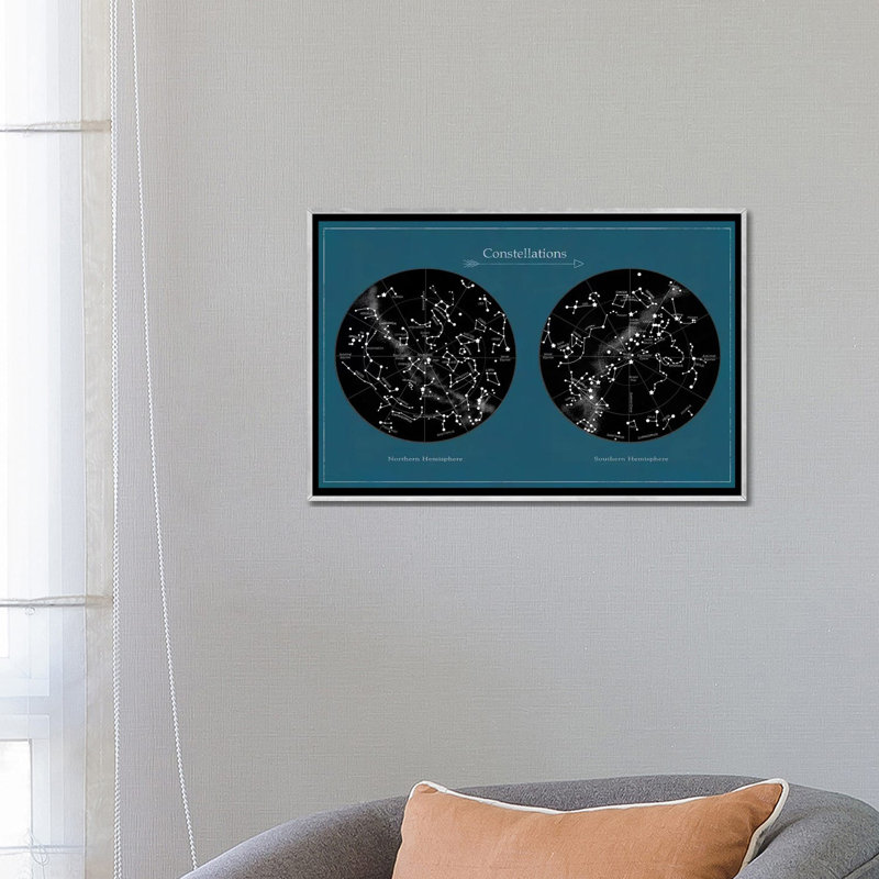 « constellaings » par le cadre de la photo du ventilateur terry, Toile avec cadre argenté, H 48 po x l 32 po x P 1,5 po