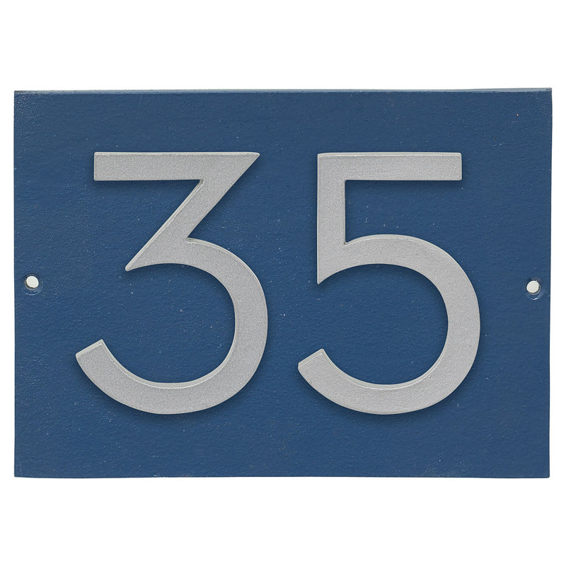 Plaque murale rectangulaire, Bleu de mer / Argent, Oui