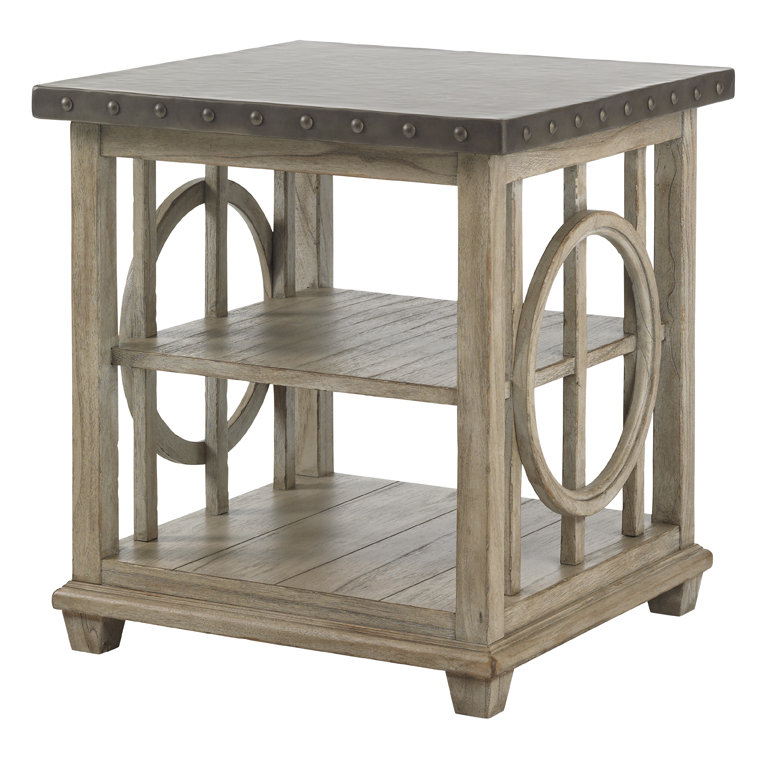 Twilight Bay Wyatt Solid Hardwood & Metal Square Lamp Table