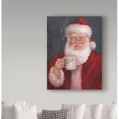 Reproduction de peinture acrylique sur toile tendue «Santa With a Mug»