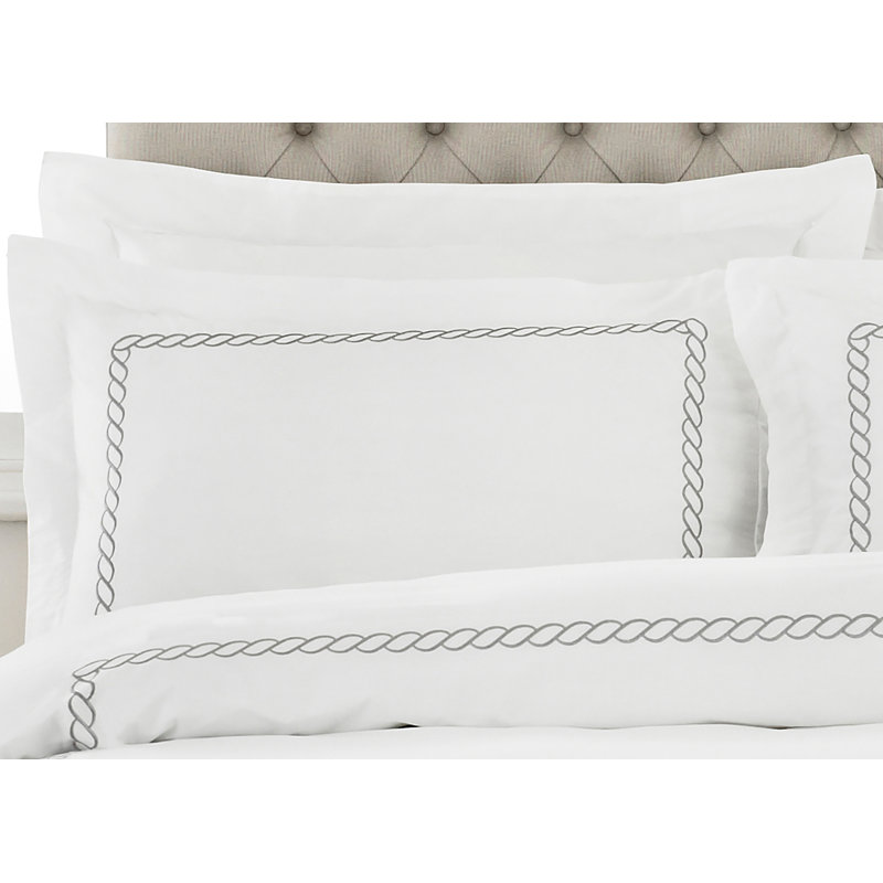 100% Cotton Pillow Case, White/Silver