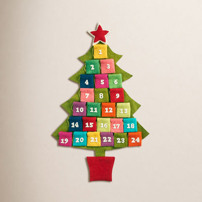 Handmade Hand Felted Wool Multicolor Tree Advent Calendar