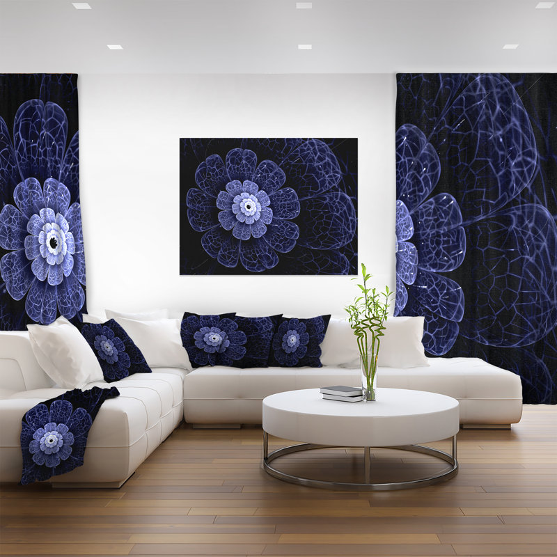 «Glittering Bright Blue Fractal Flower», reproduction d'impression sur toile tendue, H 30 po x l 40 po x P 1 po, Toile tendue