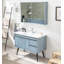 Meuble-lavabo en bois massif de style américain avec lavabo en céramique et miroir-129231182