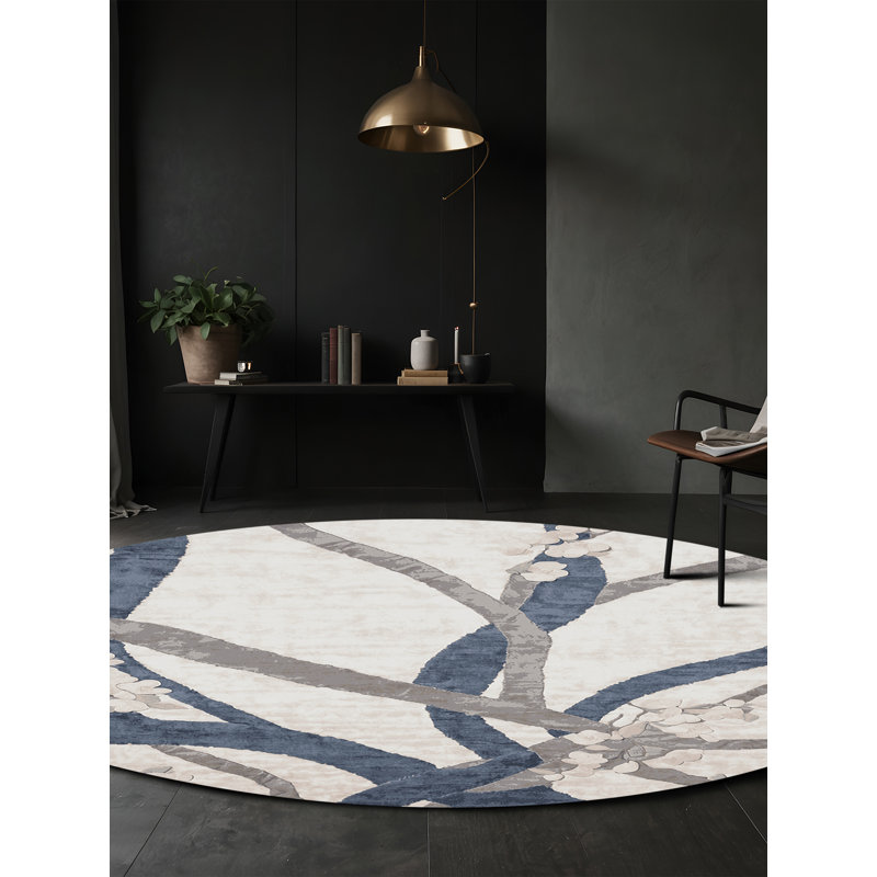Machine Washable Beige Area Rug, Round 5'