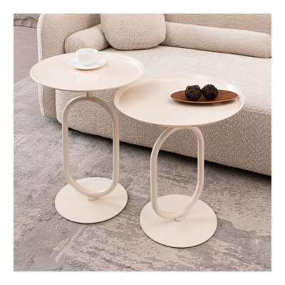 2 pièces, table de bout en métal en forme de lanterne, petite table d'appoint ronde, table basse moderne à cocktail, petite table d'appoint pour petits coins de salon