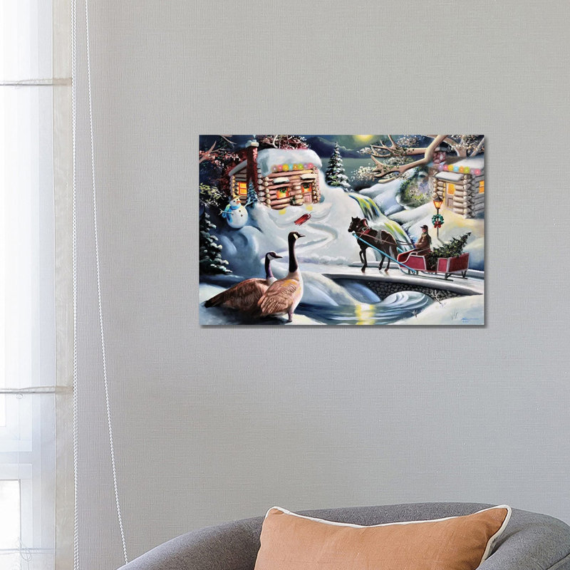 Santa And Reindeer by D. "Rusty" Rust - Gallery-Wrapped Canvas Giclée on Canvas, Canvas, 66.04 cm H x 45.72 cm W x 3.175 cm D