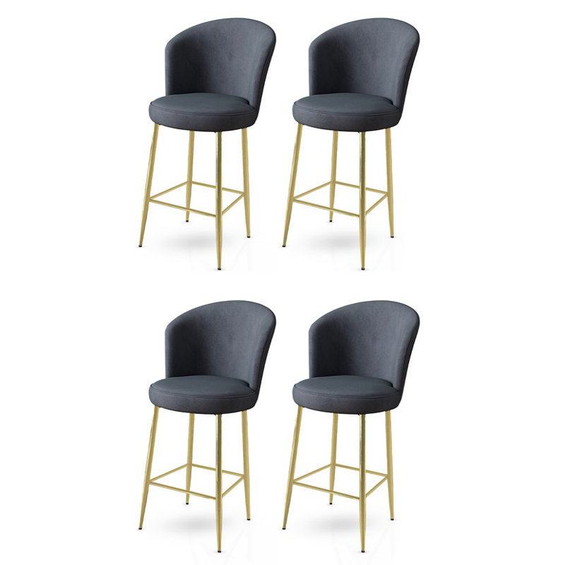 Ensemble de tabourets de bar modernes (4 pièces), anthracite et or | Cadre 100% métal, 15,8 po x 40,2 po x 15,7 po | Siège confortable en mousse de 22 po et dossier en mousse de 18 po, idéal pour les îlots de cuisine et les bars résidentiels, conception élégante et durable