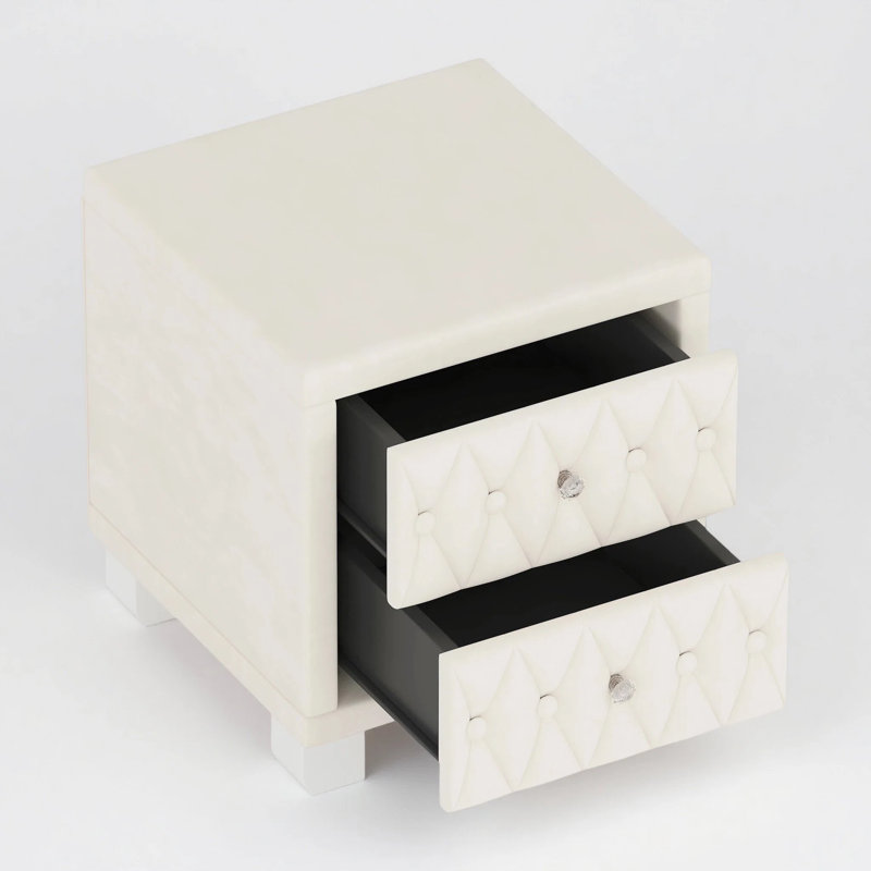 Table de chevet 2 tiroirs 20 po de hauteur, Beige