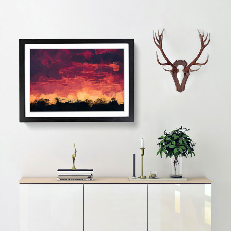 Flaming Skies in Abstract - Picture Frame Graphic Art Print, Black Framed, 36cm H x 48cm W x 2cm D