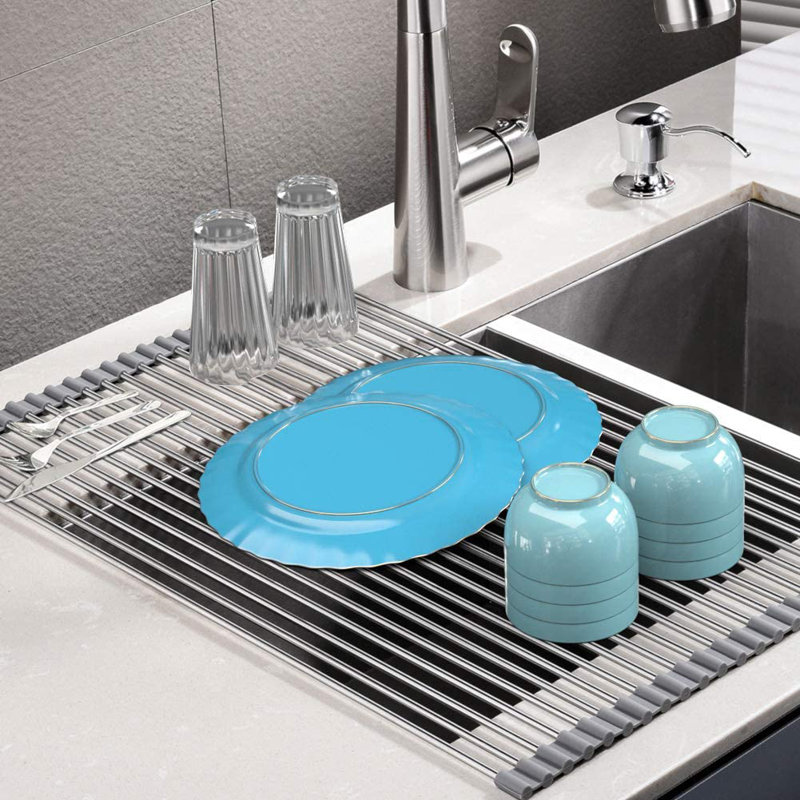 Panier à vaisselle en acier inoxydable, H 0,5 po x l 11,5 po x P 20,8 po, Gris chaud