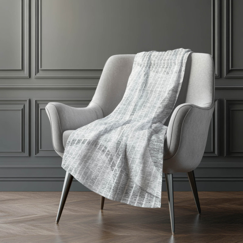 Jeté rayé Addison Sherpa ASB723, Gris