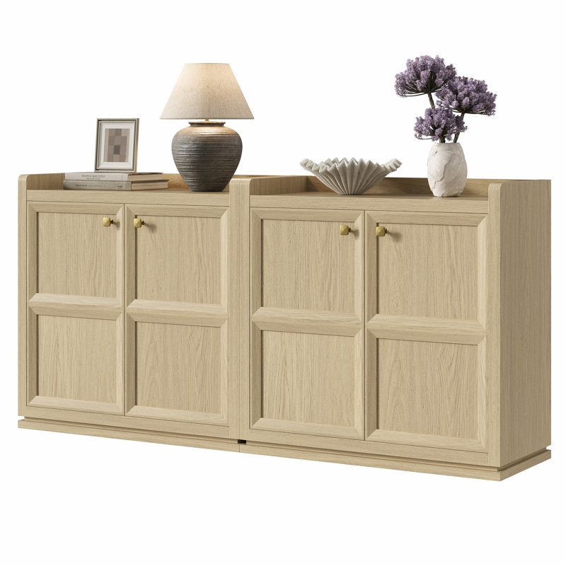 33.7'' Sideboard With Adjustable Shelf and  3D - Design, Light Oak