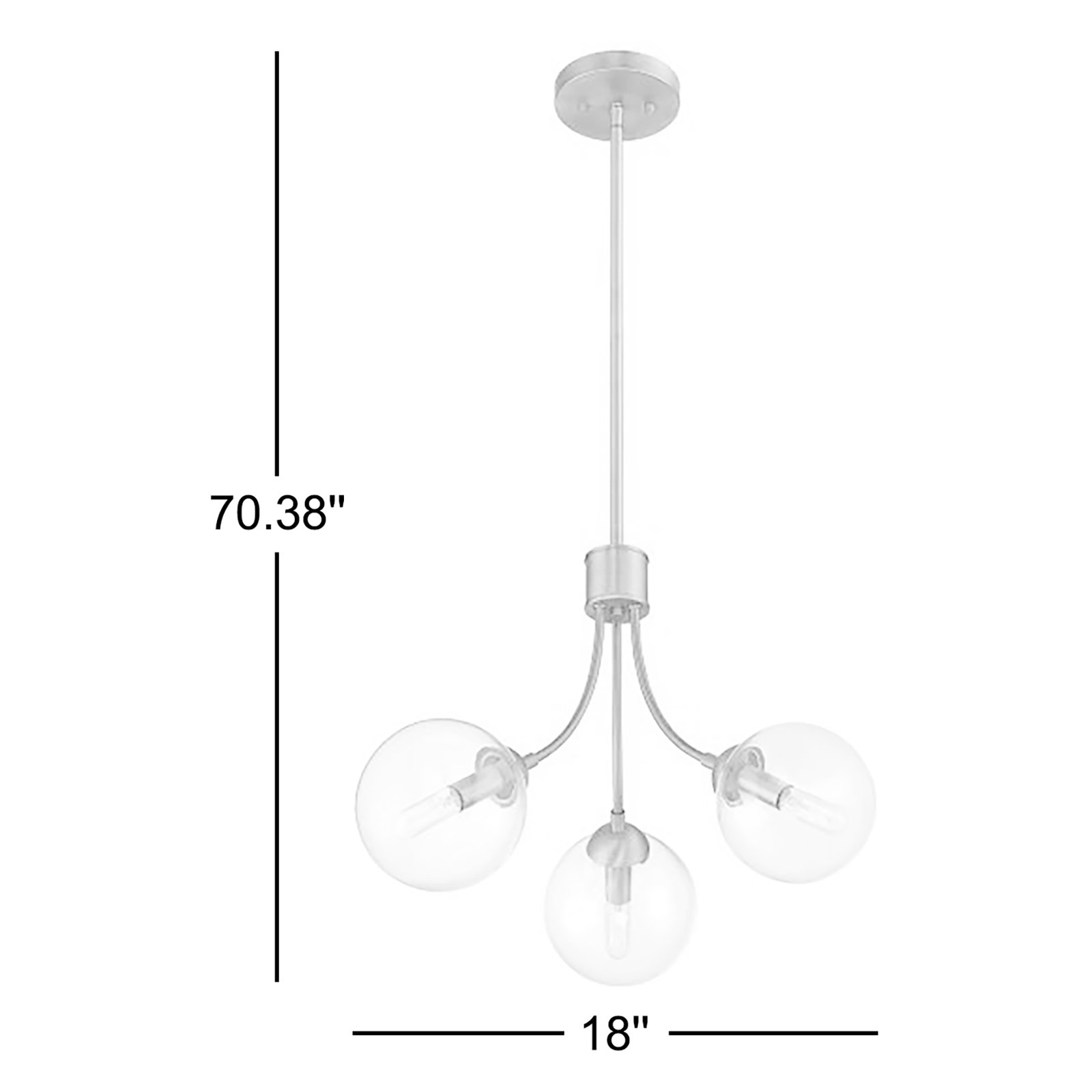 Moonrise 3 - Light Unique Globe Chandelier, Natural Brass
