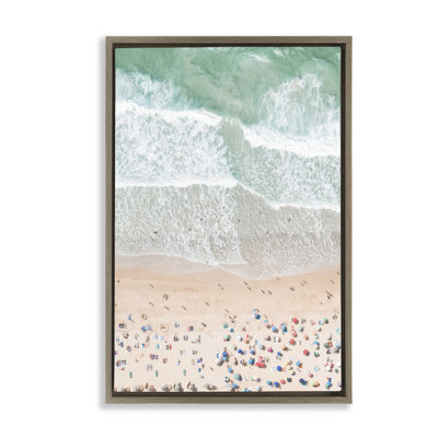Aerial Beachgoers View Framed Floater Canvas by Sisi and Seb
