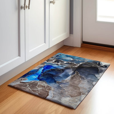 Premium Machine Washable Cerrito AMF503 Navy Rug