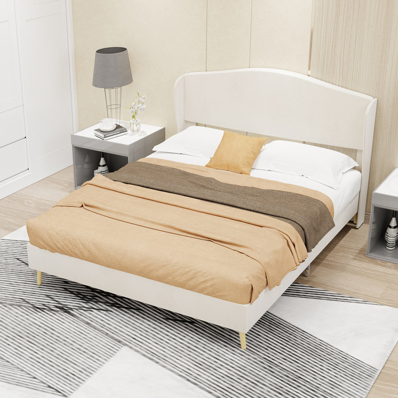 Lit tapissier luxueux, Beige, Full