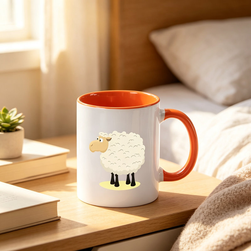 A soft and cute ceramic mug of a lamb, a daily water cup for a calming and soothing experience. It's the choice for gift ideas. With high-definition printing, it's made of safe ceramic material and has a versatile cup shape.